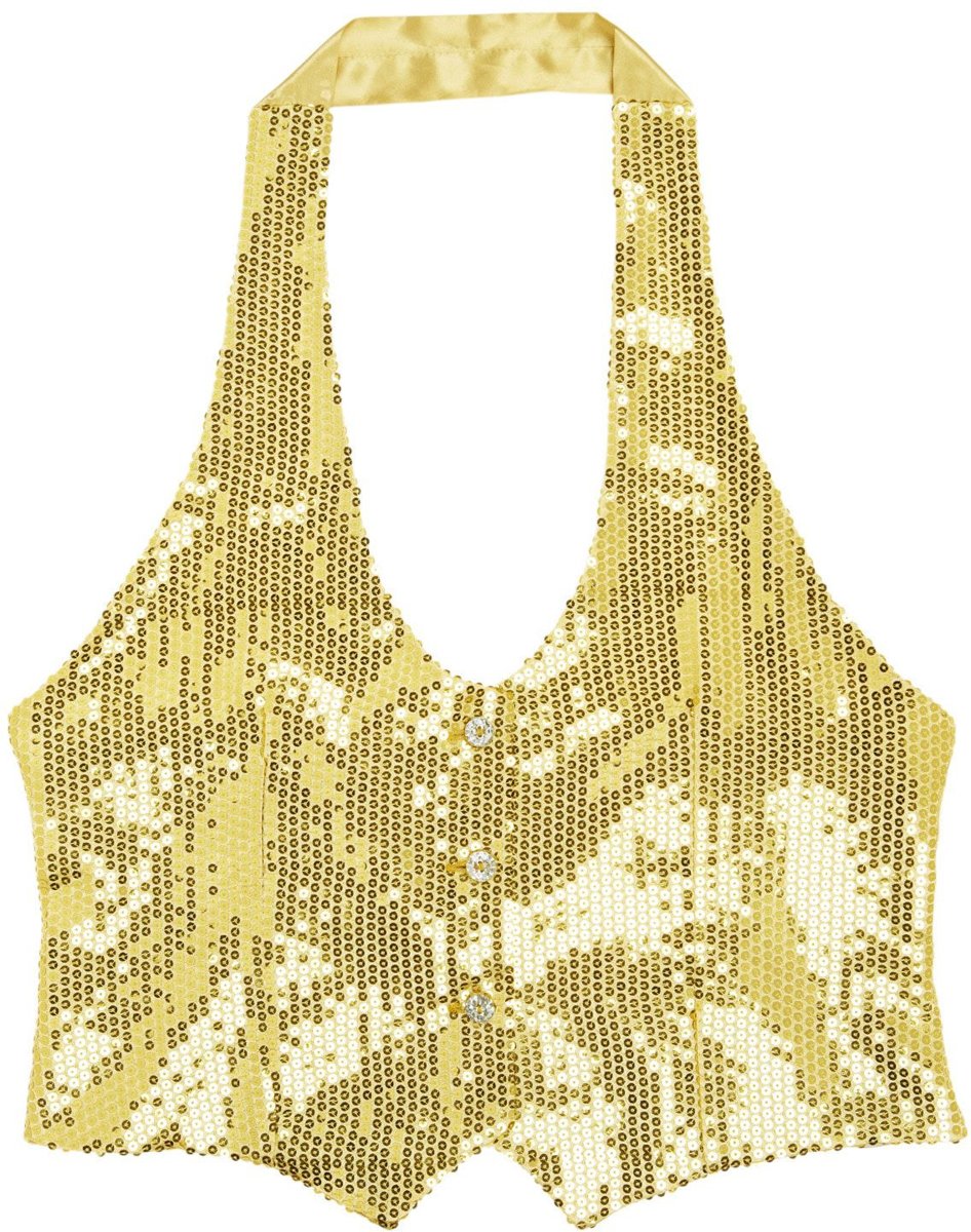 Dames Pailletten Vest Goud Vrouw | Medium / Large | Carnaval kostuum | Verkleedkleding